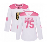 Women Adidas Vegas Golden Knights #75 Ryan Reaves Authentic White Pink Fashion NHL Jersey