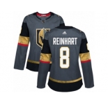 Women Adidas Vegas Golden Knights #8 Griffin Reinhart Authentic Gray Home NHL Jersey