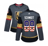 Women Adidas Vegas Golden Knights #88 Nate Schmidt Authentic Gray USA Flag Fashion NHL Jersey