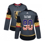Women Adidas Vegas Golden Knights #90 Tomas Tatar Authentic Gray USA Flag Fashion NHL Jersey