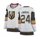 Women Vegas Golden Knights #24 Oscar Lindberg Authentic White Away Fanatics Branded Breakaway NHL Jersey