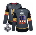 Women's Adidas Vegas Golden Knights #18 James Neal Authentic Gray USA Flag Fashion 2018 Stanley Cup Final NHL Jersey