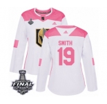 Women's Adidas Vegas Golden Knights #19 Reilly Smith Authentic White-Pink Fashion 2018 Stanley Cup Final NHL Jersey