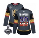 Women's Adidas Vegas Golden Knights #20 Paul Thompson Authentic Gray USA Flag Fashion 2018 Stanley Cup Final NHL Jersey