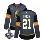Women's Adidas Vegas Golden Knights #21 Cody Eakin Authentic Gray Home 2018 Stanley Cup Final NHL Jersey