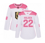 Women's Adidas Vegas Golden Knights #22 Nick Holden Authentic White-Pink Fashion NHL Jersey