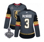 Women's Adidas Vegas Golden Knights #3 Brayden McNabb Authentic Gray Home 2018 Stanley Cup Final NHL Jersey