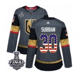 Women's Adidas Vegas Golden Knights #30 Malcolm Subban Authentic Gray USA Flag Fashion 2018 Stanley Cup Final NHL Jersey
