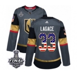 Women's Adidas Vegas Golden Knights #33 Maxime Lagace Authentic Gray USA Flag Fashion 2018 Stanley Cup Final NHL Jersey