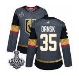 Women's Adidas Vegas Golden Knights #35 Oscar Dansk Authentic Gray Home 2018 Stanley Cup Final NHL Jersey