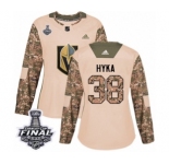 Women's Adidas Vegas Golden Knights #38 Tomas Hyka Authentic Camo Veterans Day Practice 2018 Stanley Cup Final NHL Jersey