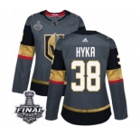 Women's Adidas Vegas Golden Knights #38 Tomas Hyka Authentic Gray Home 2018 Stanley Cup Final NHL Jersey