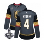 Women's Adidas Vegas Golden Knights #4 Clayton Stoner Authentic Gray Home 2018 Stanley Cup Final NHL Jersey