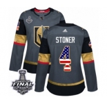 Women's Adidas Vegas Golden Knights #4 Clayton Stoner Authentic Gray USA Flag Fashion 2018 Stanley Cup Final NHL Jersey
