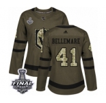 Women's Adidas Vegas Golden Knights #41 Pierre-Edouard Bellemare Authentic Green Salute to Service 2018 Stanley Cup Final NHL Jersey