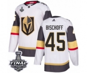 Women's Adidas Vegas Golden Knights #45 Jake Bischoff Authentic White Away 2018 Stanley Cup Final NHL Jersey