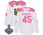 Women's Adidas Vegas Golden Knights #45 Jake Bischoff Authentic White-Pink Fashion 2018 Stanley Cup Final NHL Jersey