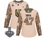 Women's Adidas Vegas Golden Knights #47 Luca Sbisa Authentic Camo Veterans Day Practice 2018 Stanley Cup Final NHL Jersey
