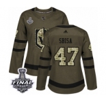 Women's Adidas Vegas Golden Knights #47 Luca Sbisa Authentic Green Salute to Service 2018 Stanley Cup Final NHL Jersey