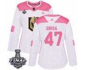Women's Adidas Vegas Golden Knights #47 Luca Sbisa Authentic White-Pink Fashion 2018 Stanley Cup Final NHL Jersey