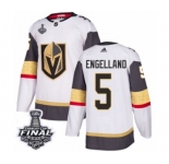 Women's Adidas Vegas Golden Knights #5 Deryk Engelland Authentic White Away 2018 Stanley Cup Final NHL Jersey