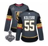 Women's Adidas Vegas Golden Knights #55 Keegan Kolesar Authentic Gray Home 2018 Stanley Cup Final NHL Jersey