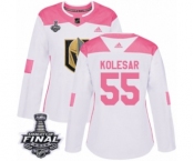 Women's Adidas Vegas Golden Knights #55 Keegan Kolesar Authentic White-Pink Fashion 2018 Stanley Cup Final NHL Jersey
