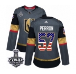 Women's Adidas Vegas Golden Knights #57 David Perron Authentic Gray USA Flag Fashion 2018 Stanley Cup Final NHL Jersey