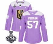 Women's Adidas Vegas Golden Knights #57 David Perron Authentic Purple Fights Cancer Practice 2018 Stanley Cup Final NHL Jersey