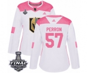 Women's Adidas Vegas Golden Knights #57 David Perron Authentic White-Pink Fashion 2018 Stanley Cup Final NHL Jersey