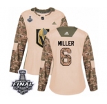 Women's Adidas Vegas Golden Knights #6 Colin Miller Authentic Camo Veterans Day Practice 2018 Stanley Cup Final NHL Jersey