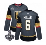 Women's Adidas Vegas Golden Knights #6 Colin Miller Authentic Gray Home 2018 Stanley Cup Final NHL Jersey