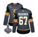 Women's Adidas Vegas Golden Knights #67 Teemu Pulkkinen Authentic Gray Home 2018 Stanley Cup Final NHL Jersey