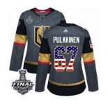 Women's Adidas Vegas Golden Knights #67 Teemu Pulkkinen Authentic Gray USA Flag Fashion 2018 Stanley Cup Final NHL Jersey