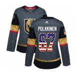 Women's Adidas Vegas Golden Knights #67 Teemu Pulkkinen Authentic Gray USA Flag Fashion NHL Jersey