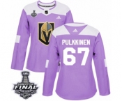 Women's Adidas Vegas Golden Knights #67 Teemu Pulkkinen Authentic Purple Fights Cancer Practice 2018 Stanley Cup Final NHL Jersey