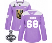 Women's Adidas Vegas Golden Knights #68 T.J. Tynan Authentic Purple Fights Cancer Practice 2018 Stanley Cup Final NHL Jersey