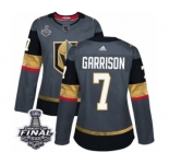 Women's Adidas Vegas Golden Knights #7 Jason Garrison Authentic Gray Home 2018 Stanley Cup Final NHL Jersey