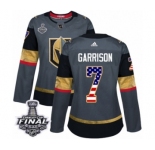 Women's Adidas Vegas Golden Knights #7 Jason Garrison Authentic Gray USA Flag Fashion 2018 Stanley Cup Final NHL Jersey