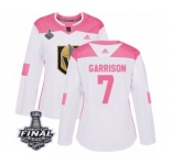 Women's Adidas Vegas Golden Knights #7 Jason Garrison Authentic White-Pink Fashion 2018 Stanley Cup Final NHL Jersey