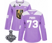 Women's Adidas Vegas Golden Knights #73 Brandon Pirri Authentic Purple Fights Cancer Practice 2018 Stanley Cup Final NHL Jersey