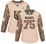 Women's Adidas Vegas Golden Knights #75 Ryan Reaves Authentic Camo Veterans Day Practice NHL Jersey