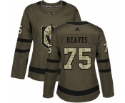 Women's Adidas Vegas Golden Knights #75 Ryan Reaves Authentic Green Salute to Service NHL Jersey