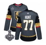 Women's Adidas Vegas Golden Knights #77 Brad Hunt Authentic Gray Home 2018 Stanley Cup Final NHL Jersey