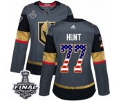 Women's Adidas Vegas Golden Knights #77 Brad Hunt Authentic Gray USA Flag Fashion 2018 Stanley Cup Final NHL Jersey