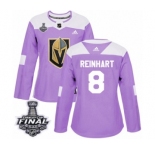 Women's Adidas Vegas Golden Knights #8 Griffin Reinhart Authentic Purple Fights Cancer Practice 2018 Stanley Cup Final NHL Jersey