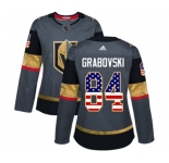 Women's Adidas Vegas Golden Knights #84 Mikhail Grabovski Authentic Gray USA Flag Fashion NHL Jersey