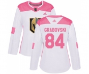 Women's Adidas Vegas Golden Knights #84 Mikhail Grabovski Authentic White-Pink Fashion NHL Jersey
