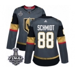Women's Adidas Vegas Golden Knights #88 Nate Schmidt Authentic Gray Home 2018 Stanley Cup Final NHL Jersey