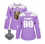 Women's Adidas Vegas Golden Knights #88 Nate Schmidt Authentic Purple Fights Cancer Practice 2018 Stanley Cup Final NHL Jersey